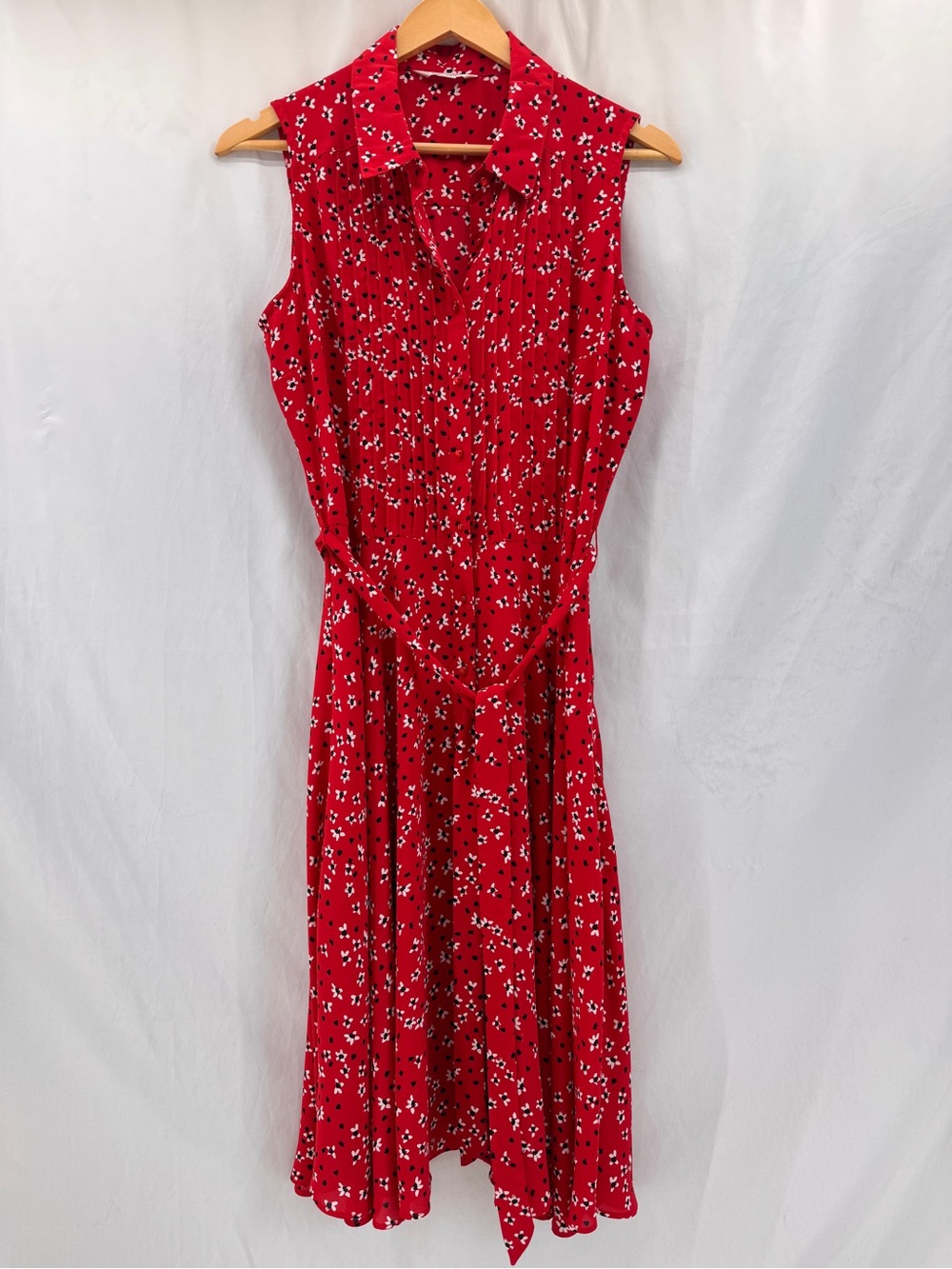 Nanette Lepore Sleeveless Midi Shirtdress Sz 6 Button Front Ditsy Floral Chiffon